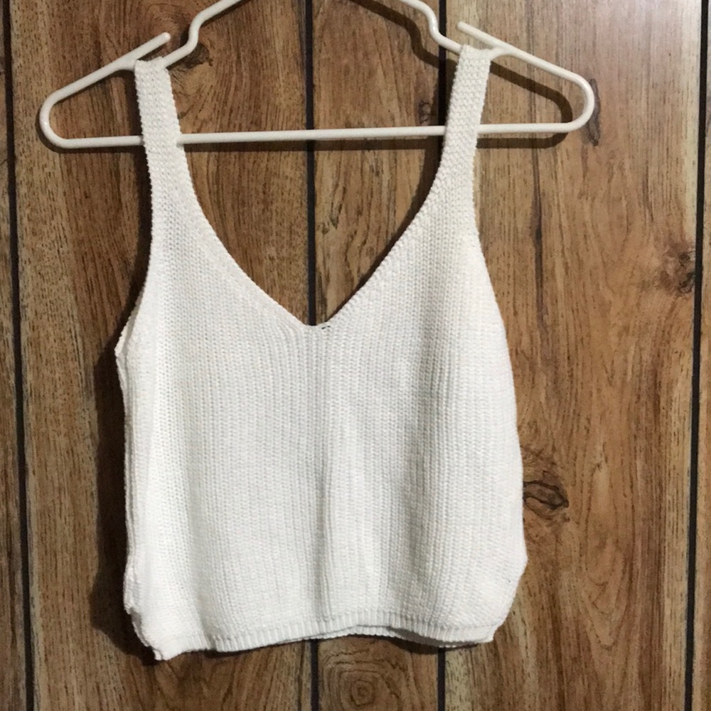Cropped white sweater tank top